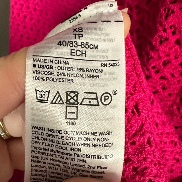 Banana Republic Pointelle Short Sleeve Mini Sweater Dress Fuchsia Pink XS - Picture 5 of 5